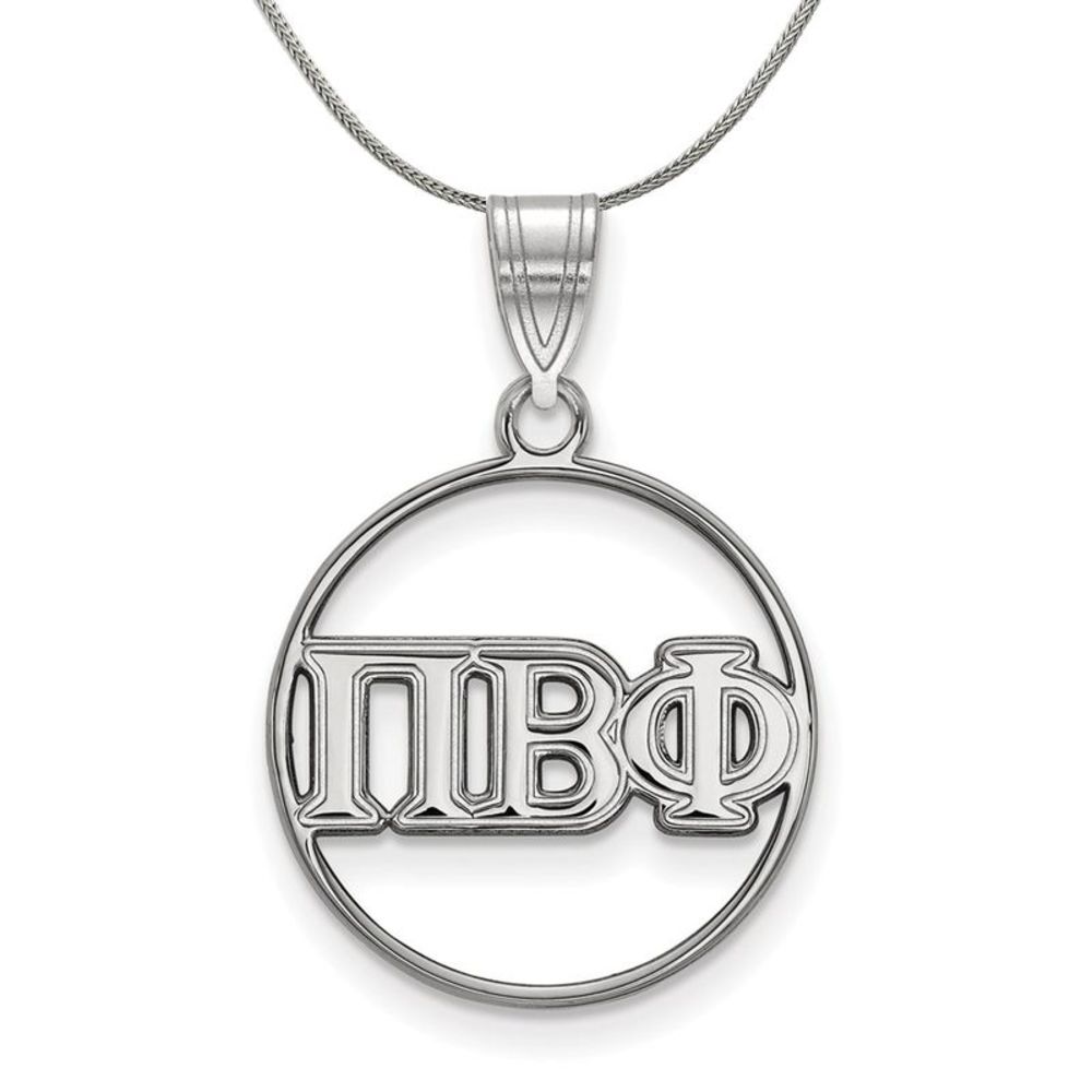 Sterling Silver Pi Beta Phi Medium Circle Greek Necklace - 20 Inch